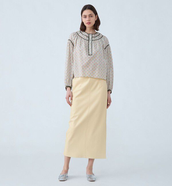 SOULEIADO「コットンローンプリント クルーネックブラウス」|シャツ・ブラウス|