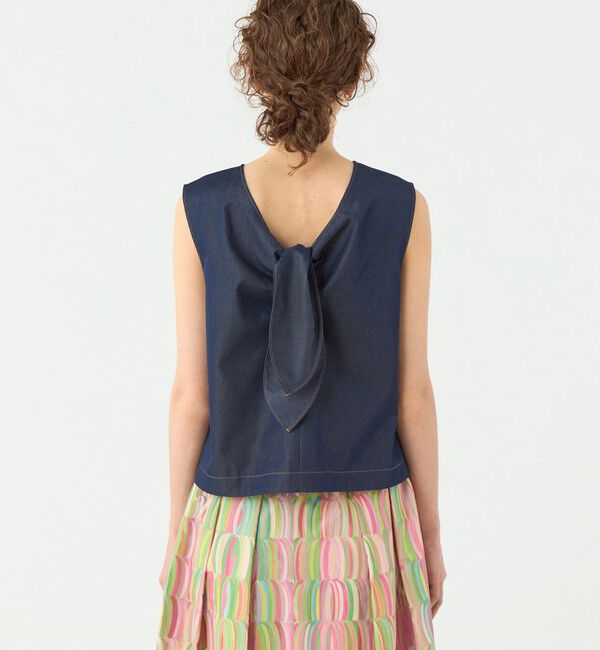 TOMORROWLAND collection「コットンシルクデニム バックリボンブラウス」|シャツ・ブラウス|