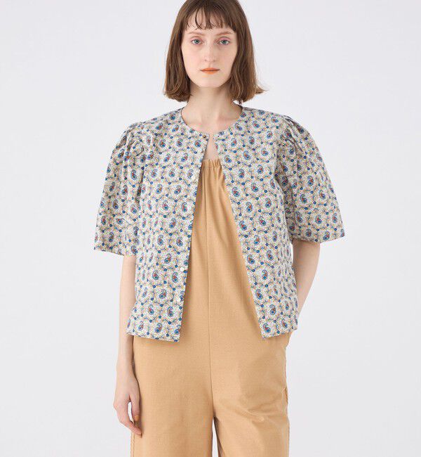 SOULEIADO「コットンタイプライタープリント アンギュラースリーブブラウス」|シャツ・ブラウス|