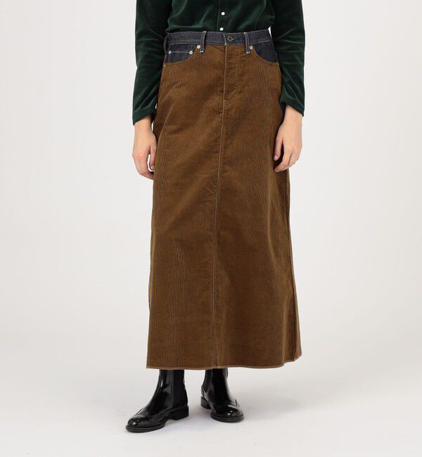 TOMORROWLAND BUYING WEAR「UNION LAUNCH INDIGO&times;CAMEL ロングスカート」|台形|