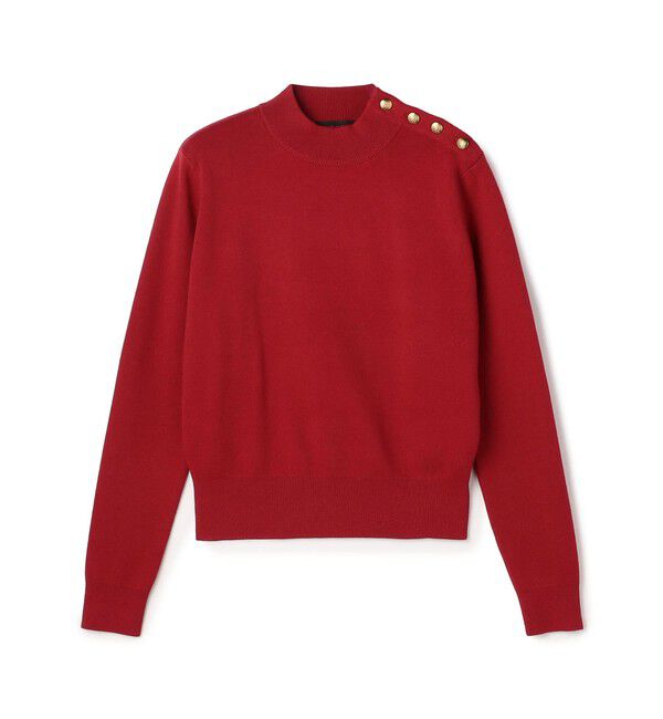 CABaN「コットンカシミヤ モックネックゴールドボタンプルオーバー」|ニット・セーター|35 レッド