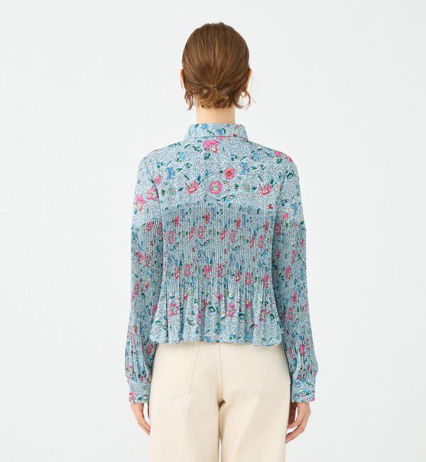 SOULEIADO「ポリエステルプリーツ レギュラーカラーブラウス」|シャツ・ブラウス|