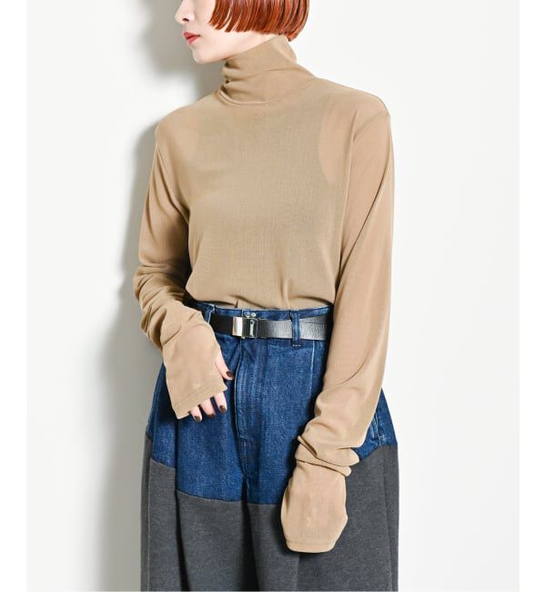  「《追加2》SHEER HIGH NECK TOP：カットソー」|Tシャツ・カットソー|ベージュ