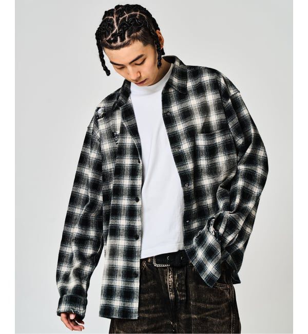 JOINT WORKS「J ダメージオンブレーシャツ」|シャツ・ブラウス|ブラック