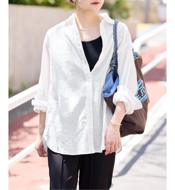 SLOBE IENA「リネンコットンレギュラーシャツ」|シャツ・ブラウス|ホワイト