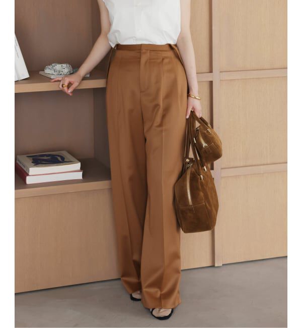 IENA「サスペンダーパンツ」|スラックス|キャメル