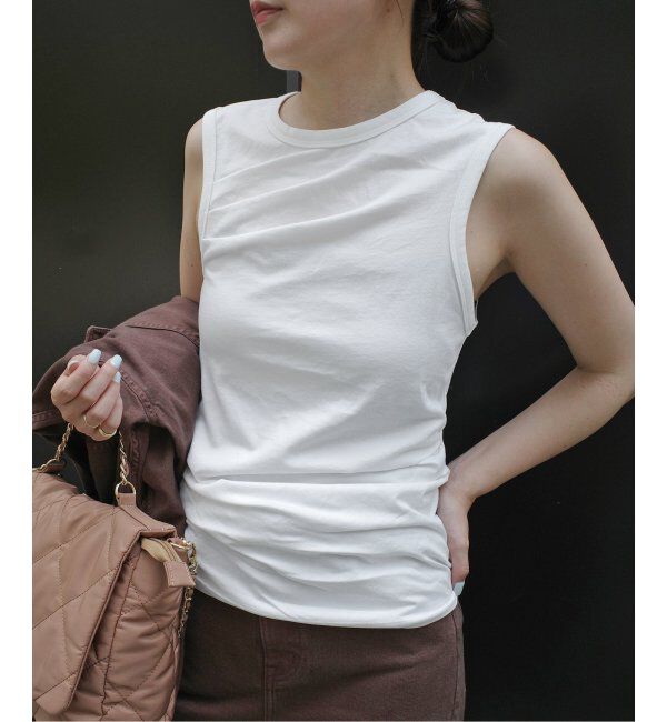 SLOBE IENA「Serque/セルク ギャザーノースリーブ」|タンクトップ|ホワイト