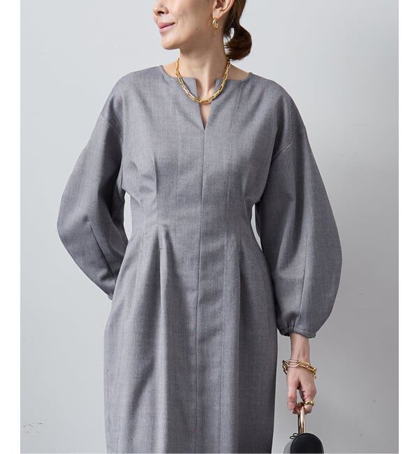 VERMEIL par iena「《追加2》P/Ryツイルウエストシェイプワンピース」|ワンピース|