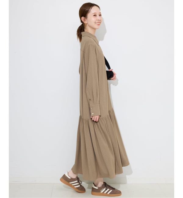 SLOBE IENA「チョークストライプティアードシャツワンピース」|ワンピース|