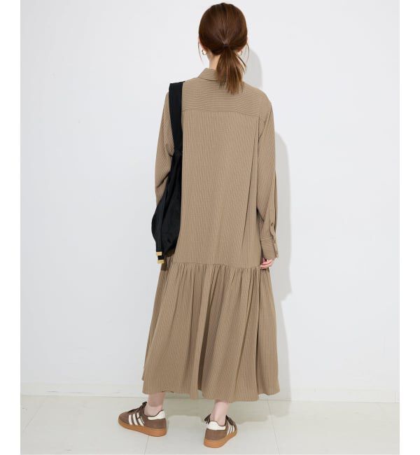 SLOBE IENA「チョークストライプティアードシャツワンピース」|ワンピース|