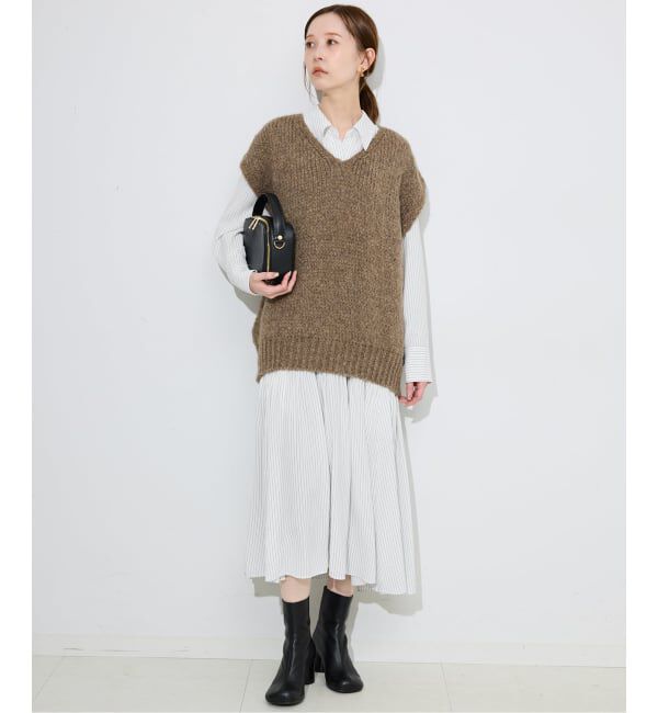 SLOBE IENA「チョークストライプティアードシャツワンピース」|ワンピース|