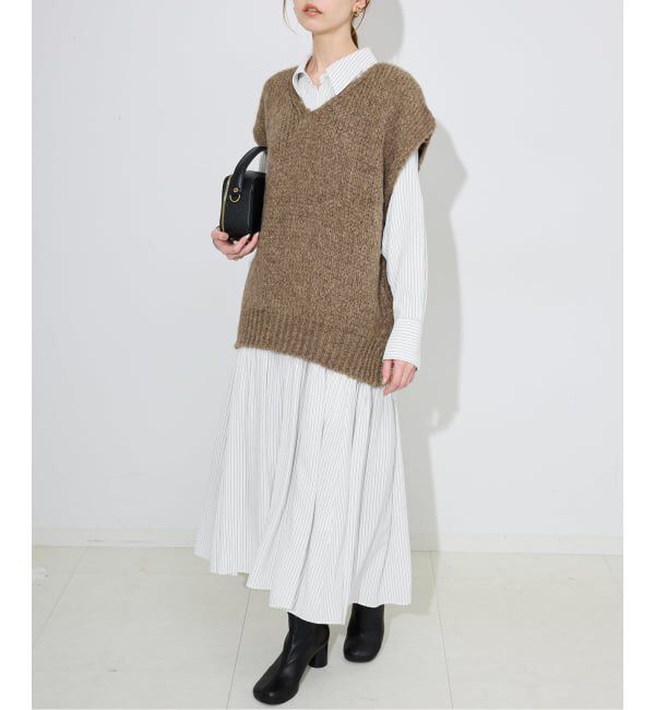 SLOBE IENA「チョークストライプティアードシャツワンピース」|ワンピース|