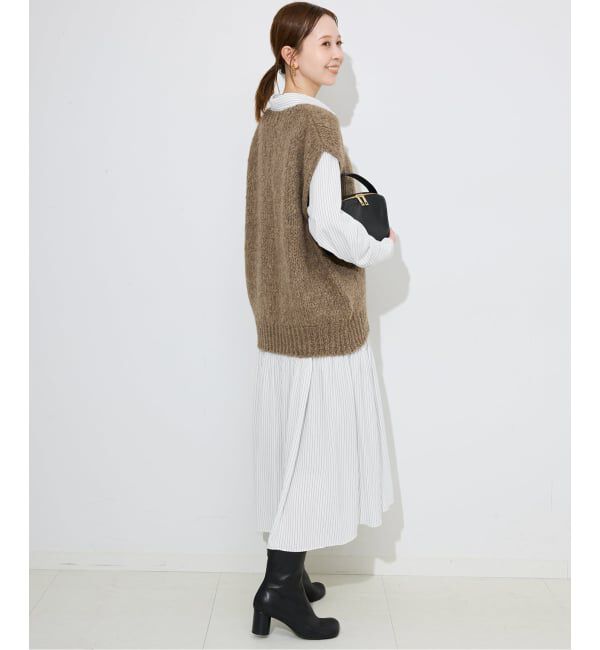 SLOBE IENA「チョークストライプティアードシャツワンピース」|ワンピース|