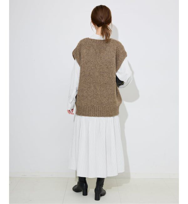 SLOBE IENA「チョークストライプティアードシャツワンピース」|ワンピース|