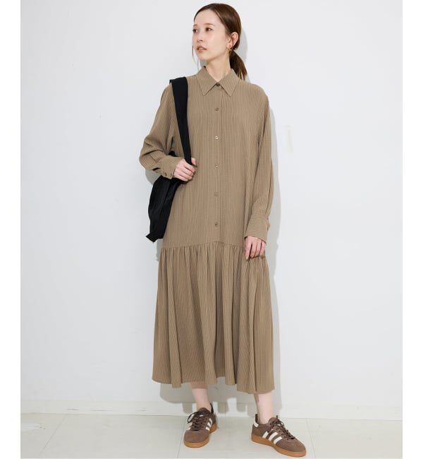 SLOBE IENA「チョークストライプティアードシャツワンピース」|ワンピース|