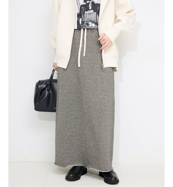 SLOBE IENA「IRONING/アイロニング グリッタースウェットロングスカート 01IR0134ISLV」|スカート|グレー