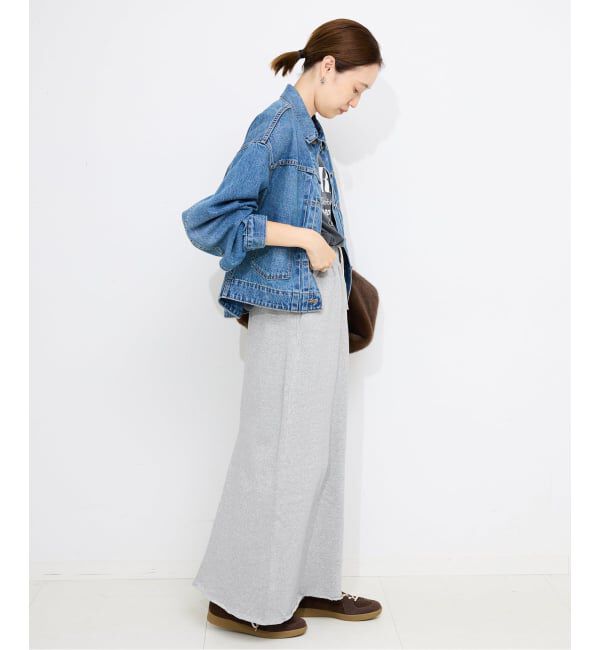 SLOBE IENA「IRONING/アイロニング グリッタースウェットロングスカート 01IR0134ISLV」|スカート|