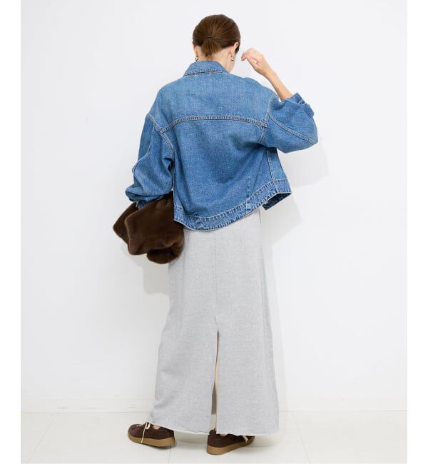 SLOBE IENA「IRONING/アイロニング グリッタースウェットロングスカート 01IR0134ISLV」|スカート|