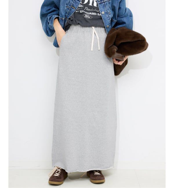 SLOBE IENA「IRONING/アイロニング グリッタースウェットロングスカート 01IR0134ISLV」|スカート|