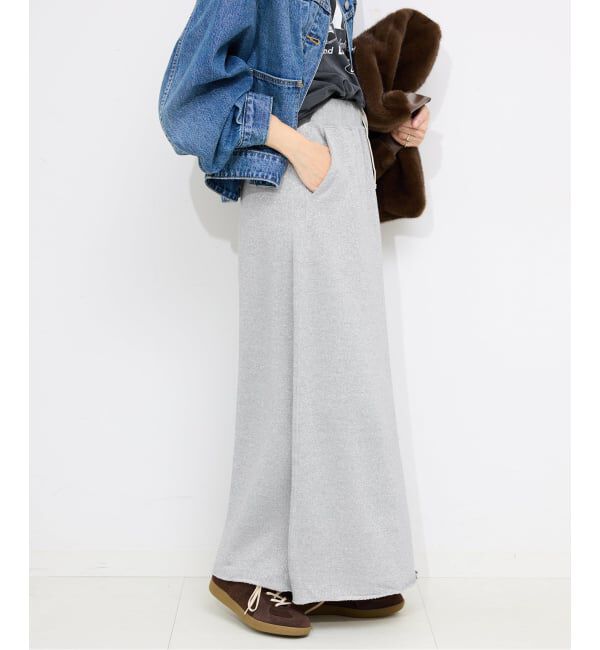 SLOBE IENA「IRONING/アイロニング グリッタースウェットロングスカート 01IR0134ISLV」|スカート|