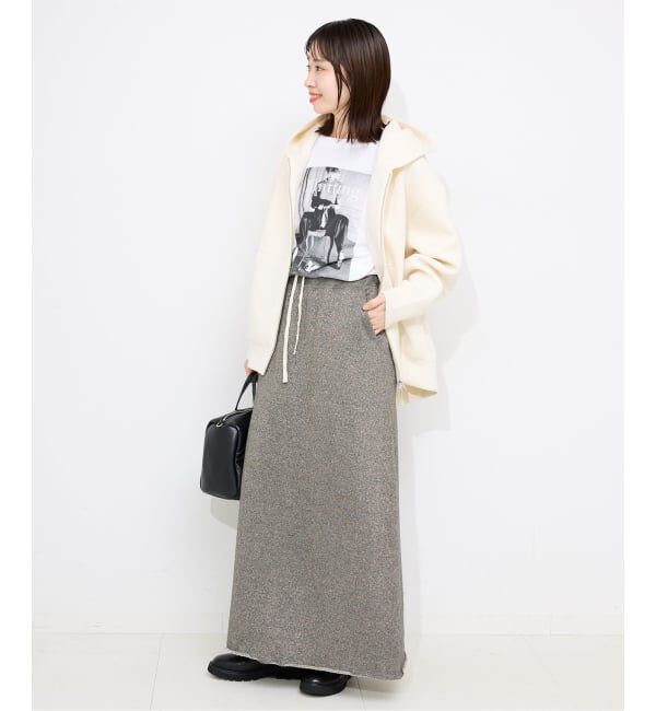 SLOBE IENA「IRONING/アイロニング グリッタースウェットロングスカート 01IR0134ISLV」|スカート|