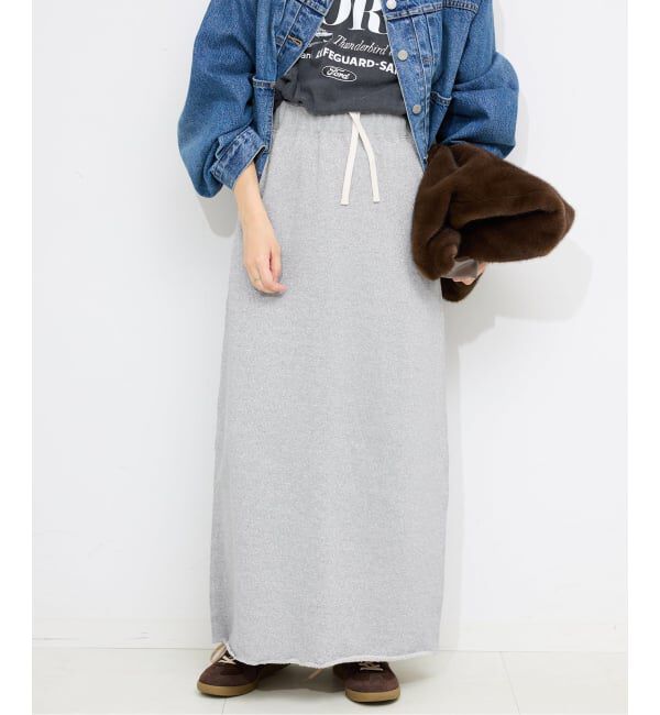 SLOBE IENA「IRONING/アイロニング グリッタースウェットロングスカート 01IR0134ISLV」|スカート|グレーB