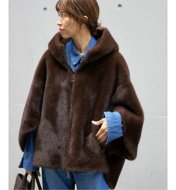 【新品未使用】IENA LOU ANDREA エコファーブルゾン S ブラウン イエナ IENA LOU ANDREA/ルーアンドレア ECO FUR BZ エコファー