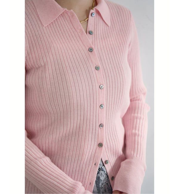 IENA「EXメリノリブ ポロ襟カーディガン」|カーディガン|