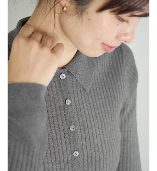 IENA「EXメリノリブ ポロ襟カーディガン」|カーディガン|