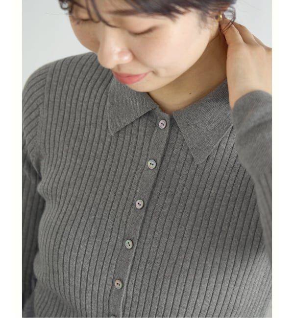 IENA「EXメリノリブ ポロ襟カーディガン」|カーディガン|