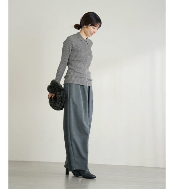 IENA「EXメリノリブ ポロ襟カーディガン」|カーディガン|