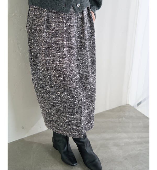 IENA「ドットツイードタックスカート」|スカート|