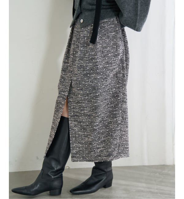 IENA「ドットツイードタックスカート」|スカート|