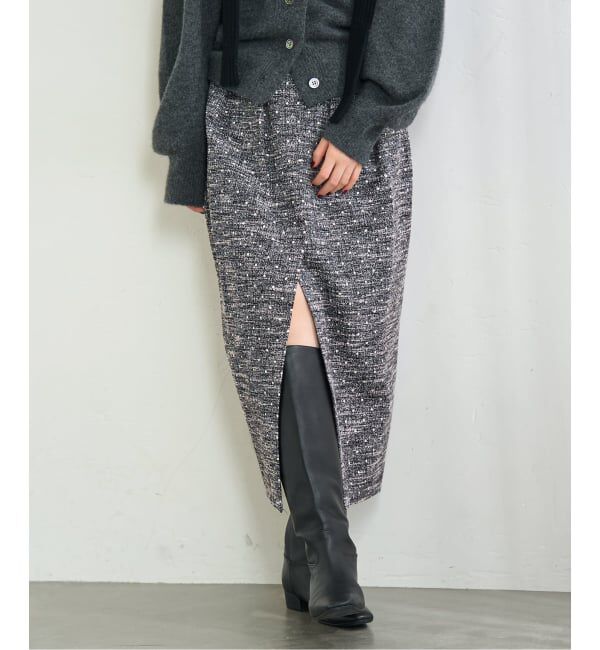 IENA「ドットツイードタックスカート」|スカート|