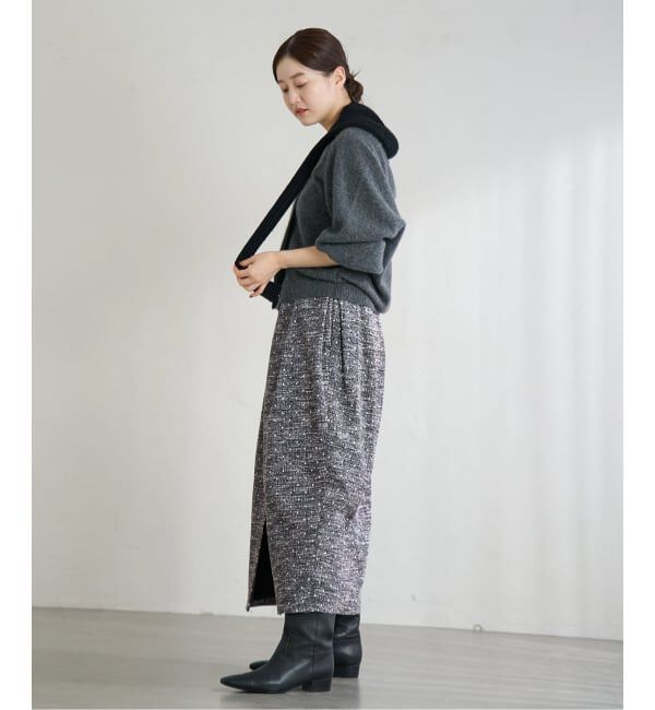 IENA「ドットツイードタックスカート」|スカート|