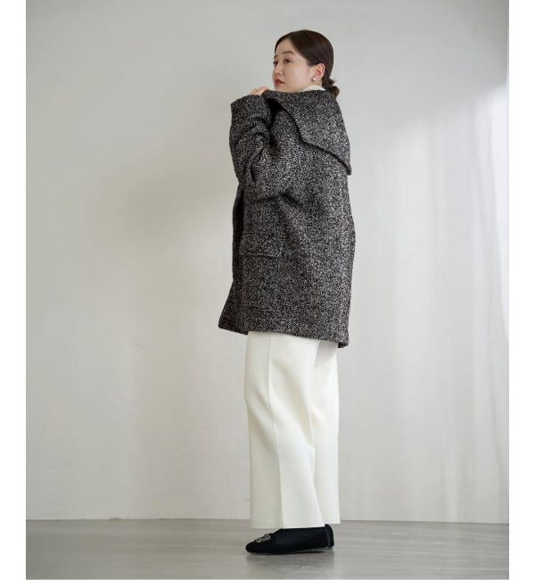 IENA「ヘリンボンツイードビッグカラーコート」|その他|