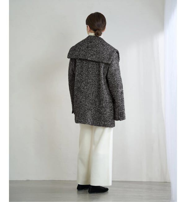 IENA「ヘリンボンツイードビッグカラーコート」|その他|