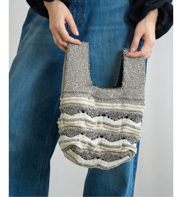 IENA「ラメMIXボーダーニットバッグ」|その他|