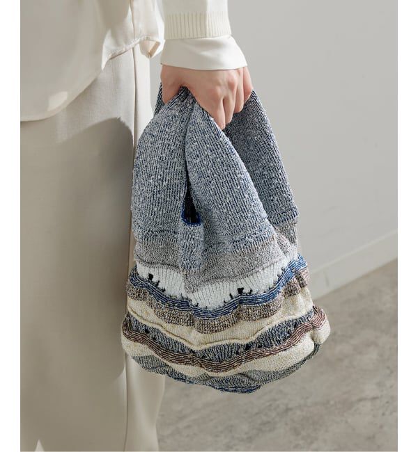 IENA「ラメMIXボーダーニットバッグ」|その他|