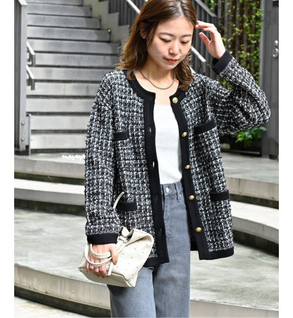 JOURNAL STANDARD relume「《追加》TWEEDYニットジャケット」|カーディガン|ブラック A