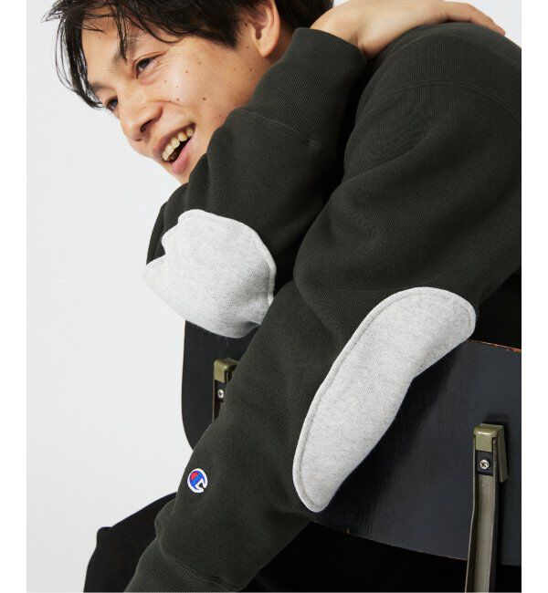 JOURNAL STANDARD relume「CHAMPION / チャンピオン 別注 R/W エルボーパッチ クルーネックスウェット」|スウェット・ジャージ|ブラック B