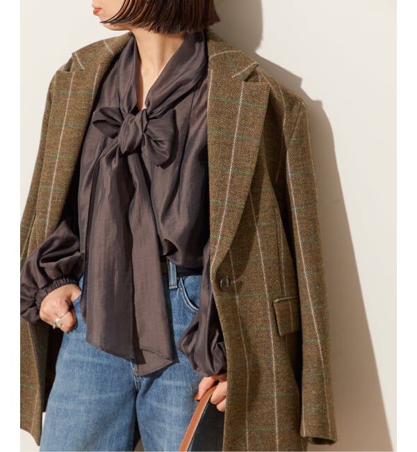 journal standard L'essage「【金子綾さん着用】BRITISH WOOLチェックジャケット」|テーラードジャケット|カーキ