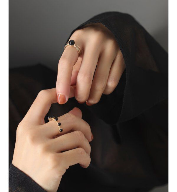 Lilas by Spick&Span「オニキス6mm4連ワイドリング K10」|リング|