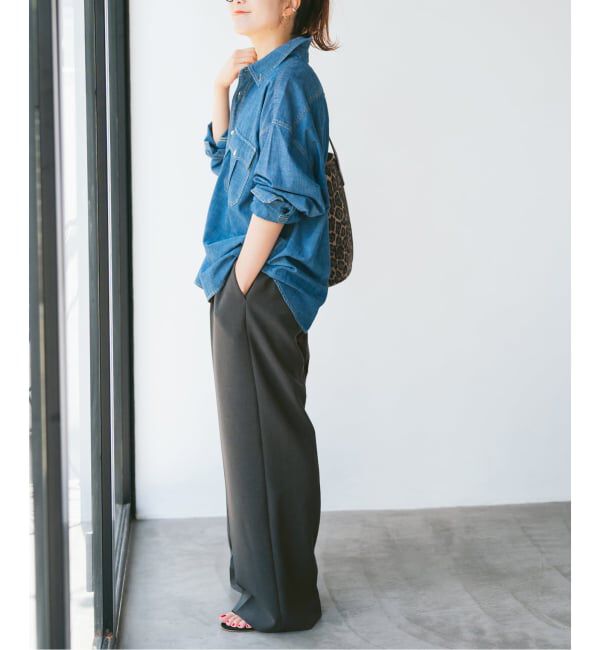 Spick and Span「《追加》ダブルクロスツータックパンツ」|スラックス|