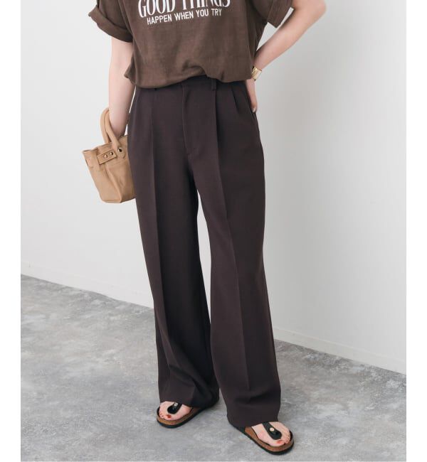 Spick and Span「《追加》ダブルクロスツータックパンツ」|スラックス|