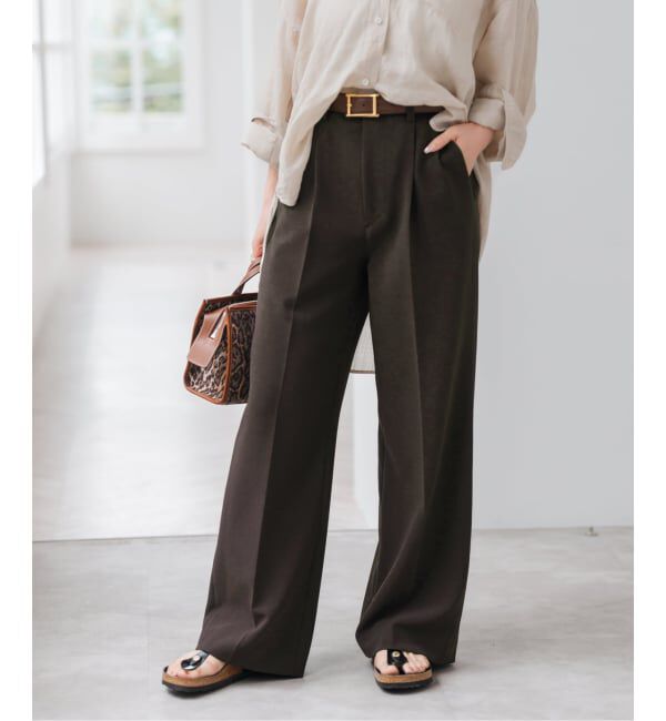 Spick and Span「《追加》ダブルクロスツータックパンツ」|スラックス|