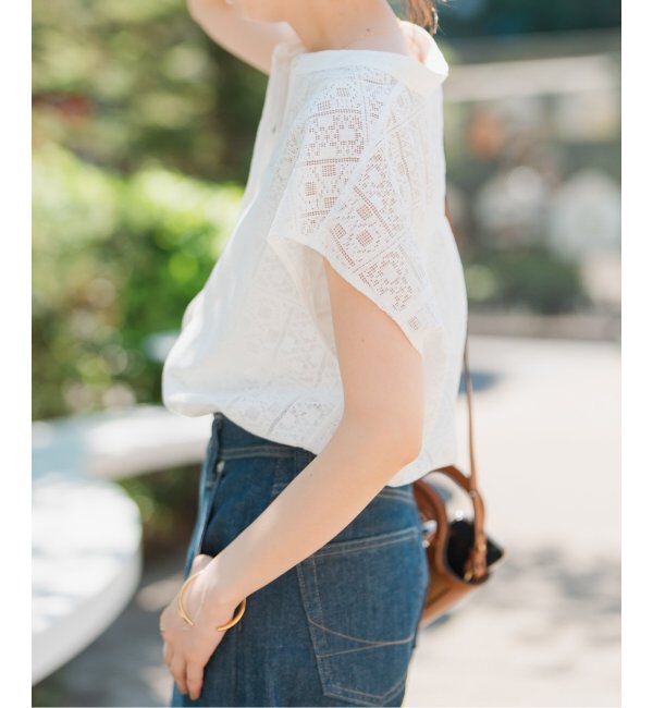 Spick and Span「《WEB限定 / 追加3》PEレースフレンチスリーブシャツ」|シャツ・ブラウス|