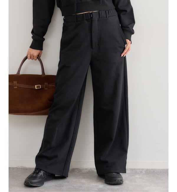 U by SPICK&SPAN「フロントジップスウェットパンツ」|その他|ブラック