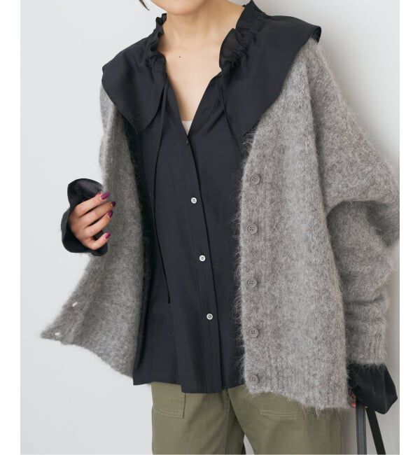 Spick and Span「ポリアセテートラッフルカラーブラウス」|シャツ・ブラウス|ブラック