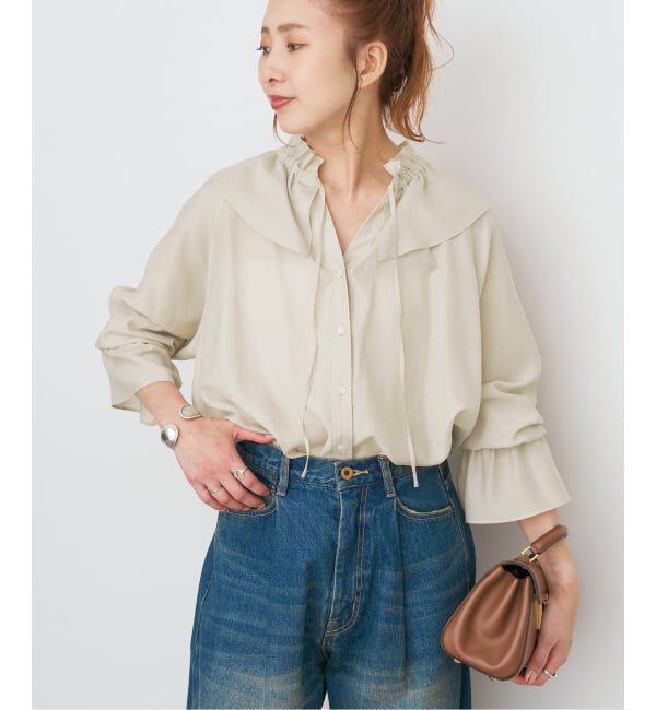 Spick and Span「ポリアセテートラッフルカラーブラウス」|シャツ・ブラウス|